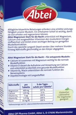 Abtei Magnesium Stark Für die Nacht Depot 30 Tabletten