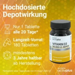 Activplus Vitamin D3 20.000 I.E. Depot 180 Tabletten