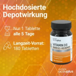Activplus Vitamin D3 5000 I.E.+ K2 Depot 180 Tabletten