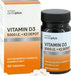 Activplus Vitamin D3 5000 I.E.+ K2 Depot 180 Tabletten