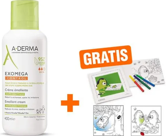 A-Derma Exomega Control Creme rückfettend 400 ml + gratis Malbuch