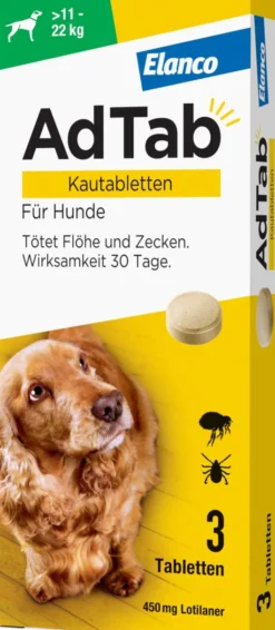 AdTab 450 mg für große Hunde (11-22 kg) 3 Kautabletten