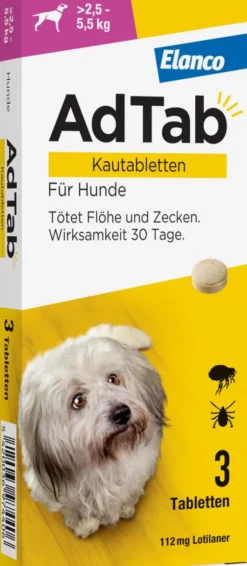 AdTab 112 mg für kleine Hunde (2,5-5,5 kg) 3 Kautabletten