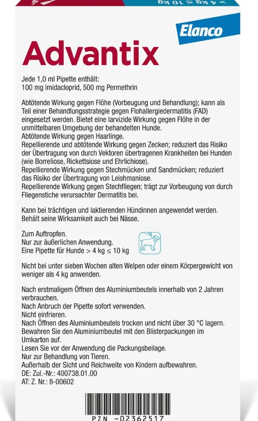 Advantix Spot-On Hund 4-10 kg 4 x 1 ml Lösung