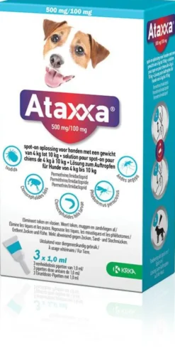 Ataxxa 500 mg-100 mg Lösung zum Auftropfen für Hunde von 4-10 kg 3 Pipetten