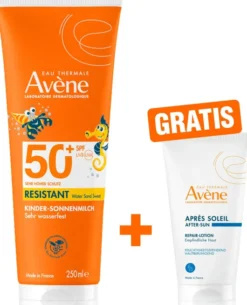 Avene Sunsitive Kinder Sonnenmilch SPF 50 + 250 ml Milch + gratis Repair - Lotion nach der Sonne 50 ml