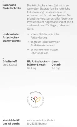 Bakanasan Bio Artischocke 100 Kapseln
