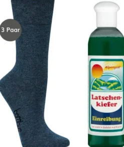 Bambus Wellness-Socken 39-42 Jeansblau 3 Paar + gratis Latschenkiefer Einreibung 250 ml