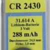 Batterien Lithium Zelle Cr 2430 3 V 1 Stück