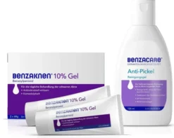 Benzaknen 10% Gel 2 x 60 g + Benzacare Anti-Pickel Reinigungsgel 120 ml