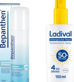 Bepanthen Schaumspray 75 ml + Ladival allergische Haut Sonnenschutz-Spray LSF50+ 150 ml