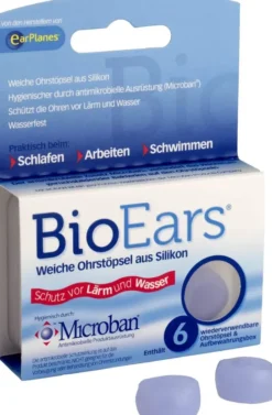Bioears Silikon Ohrstöpsel Antimikrobielle 6 Stück
