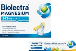 Biolectra Magnesium 243 mg forte Zitronengeschmack 60 Brausetabletten + gratis Magnesium 250 mg 30 kautabletten