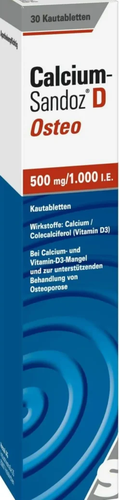 Calcium Sandoz D Osteo 500 mg Pro 1000 I.E. 30 Kautabletten