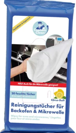 Captain Clean Reinigungstücher für Backofen und Mikrowelle, 20er-Pack Feuchttücher