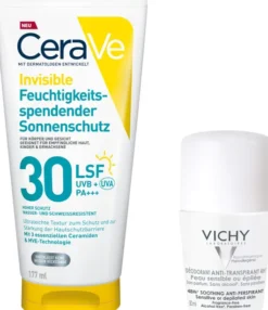 CeraVe Feuchtigkeitsspendender Sonnenschutz LSF 30 177 ml + gratis Vichy Deo Stress Resist 72h 50 ml