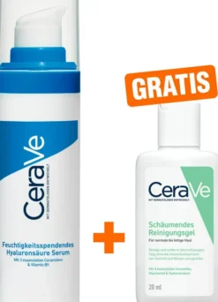 CeraVe feuchtigkeitsspendendes Hyaluronsäure Serum 30 ml + gratis schäumendes Reinigungsgel 20 ml