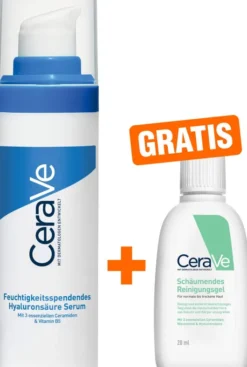 CeraVe feuchtigkeitsspendendes Hyaluronsäure Serum 30 ml + gratis schäumendes Reinigungsgel 20 ml