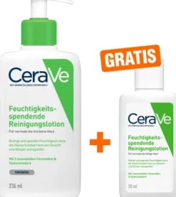 CeraVe Feuchtigkeitsspendende Reinigungslotion 236 ml + gratis CeraVe Feuchtigkeitsspendende Reinigungslotion 20 ml