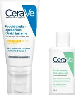 CeraVe Feuchtigkeitsspendende Gesichtscreme LSF 50 52 ml + gratis Schäumendes Reinigungsgel 20 ml