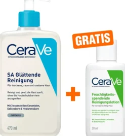CeraVe SA Glättende Reinigung 473 ml + gratis Feuchtigkeitsspendende Reinigungslotion 20 ml