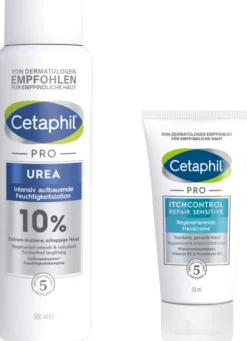 Cetaphil Pro Urea 10 % Lotion 500 ml + gratis Pro Itch Control Repair sensitive Regenerierende Handcreme 50 ml