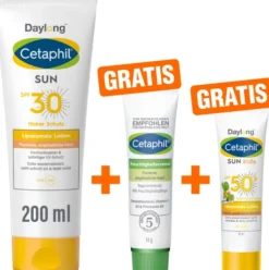 Cetaphil Sun Daylong SPF 30 liposomale Lotion 200 ml + gratis Feuchtigkeitscreme 14 g + gratis liposomale Lotion 10 ml