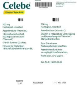 Cetebe Vitamin C Retardkapseln 500 mg 30 Stück
