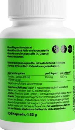 Damiana Kapseln 450 mg 5:1 Blattextrakt 100 Kapseln