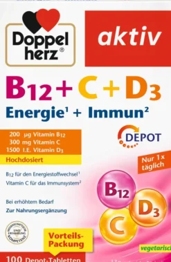 Doppelherz Aktiv B12 + C + D3 Depot Aktiv 100 Tabletten