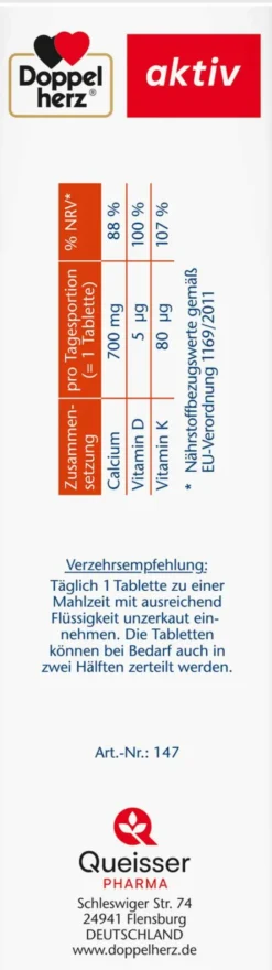 Doppelherz Aktiv Calcium 700 + Vitamin D3 80 Tabletten