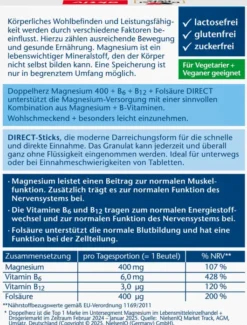 Doppelherz aktiv Magnesium +B6 +B12 +Folsäure direkt Pellets 20 Stück
