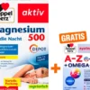 Doppelherz aktiv Magnesium 500 für die Nacht 100 Depot-Tabletten + gratis Doppelherz A-Z + Omega-3 all-in-one 5 Kapseln