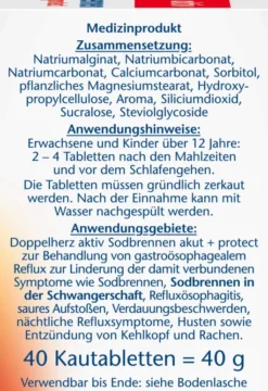 Doppelherz Aktiv Sodbrennen Akut+protect 40 Kautabletten