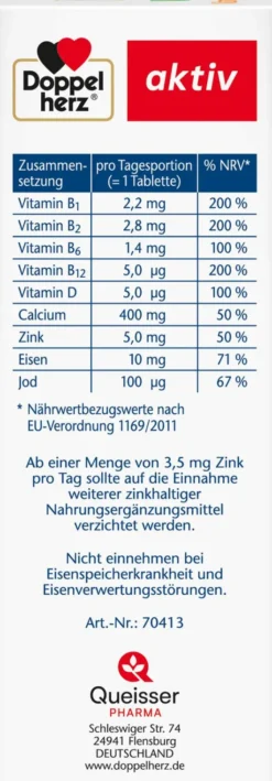 Doppelherz Aktiv Vegetarier Vitamine + Mineralstoffe 100 Tabletten