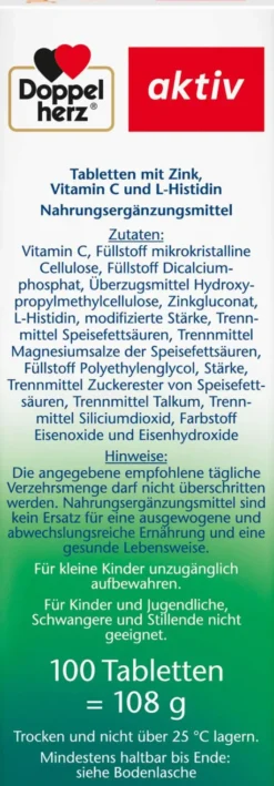 Doppelherz Aktiv Zink + Histidin + Vitamin C Depot Aktiv 100...
