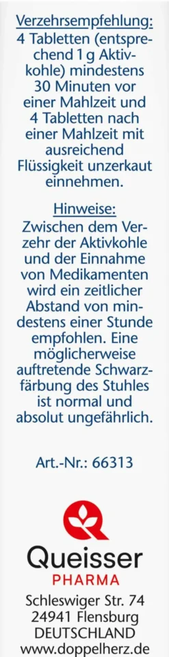 Doppelherz Kohletabletten + Kamille + Pfefferminze 30 Tabletten