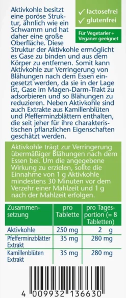 Doppelherz Kohletabletten + Kamille + Pfefferminze 30 Tabletten