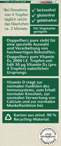 Doppelherz Pure Vitamin D3 2000 I.E. Tropfen 9,2 ml