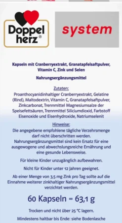 Doppelherz System Cranberry + Granatapfel 60 Kapseln