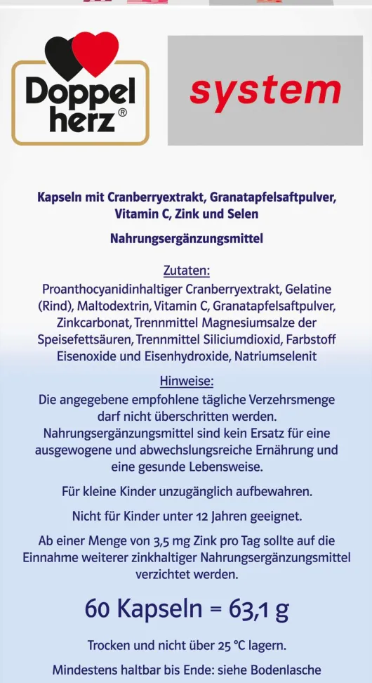 Doppelherz System Cranberry + Granatapfel 60 Kapseln