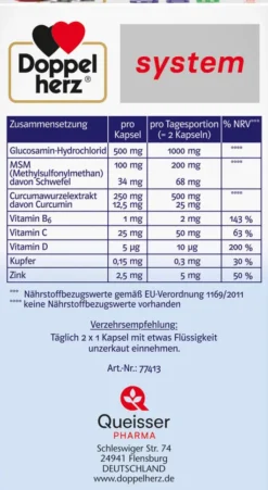 Doppelherz System Glucosamin 1000 + Curcuma Vegan 60 Kapseln