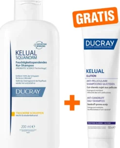 Ducray Kelual Squanorm trockene Schuppen 200 ml Shampoo + gratis Ducray Elution ausgl. Shampoo 100 ml