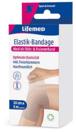 Elastik-Bandage 10 cm x 3 m inkl. 4 Fixierklammern, 2er Set