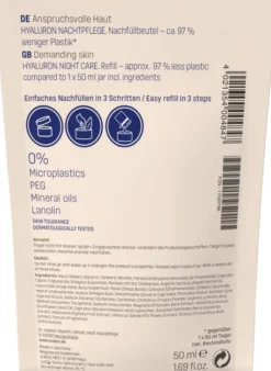 Eubos Anti-Age Hyaluron Repair Filler Night Nachfüllbeutel 50 ml