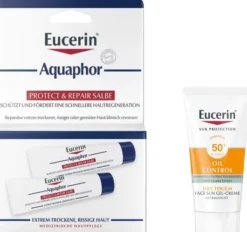 Eucerin Aquaphor Protect & Repair 2 x 10 ml Salbe + gratis Eucerin Sun Gel-Creme Oil Control 20 ml