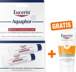 Eucerin Aquaphor Protect & Repair 2 x 10 ml Salbe + gratis Eucerin Sun Gel-Creme Oil Control 20 ml