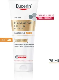 Eucerin Hyaluron Filler + Elasticity Handcreme gegen Altersflecken LSF30 75 ml