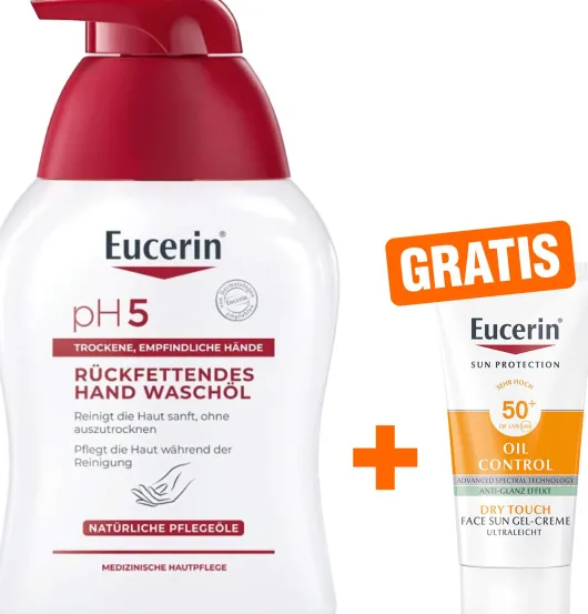 Eucerin pH5 Hand Wasch Öl 250ml + gratis Eucerin Sun Gel-Creme Control 20 ml
