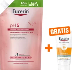 Eucerin pH5 Pflegendes Duschgel & Öl Nachfüllbeutel 400 ml + Eucerin Sun Gelcreme Oil Control 20 ml